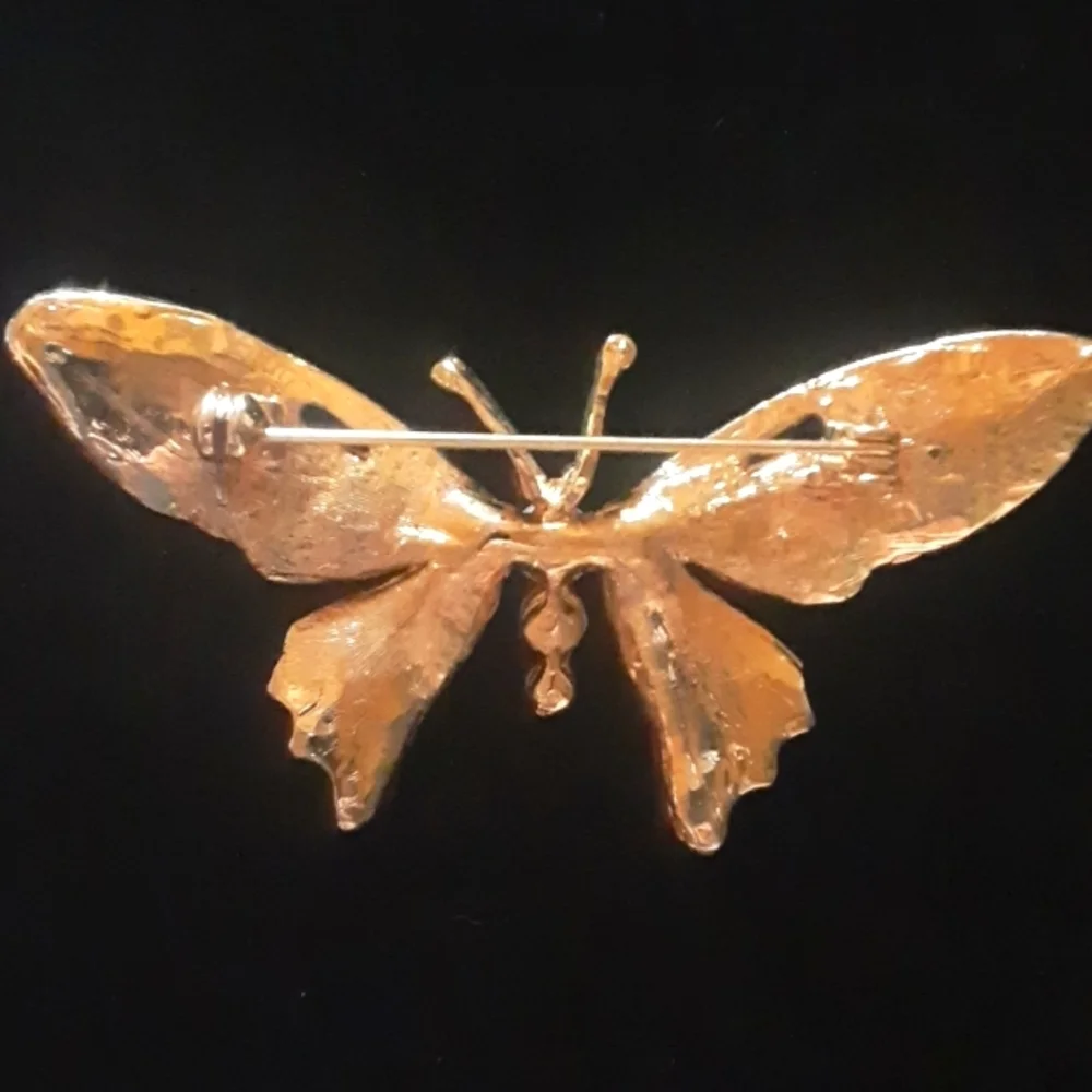 Elegant Butterfly Brooch with Gold Tone  and Green Accents